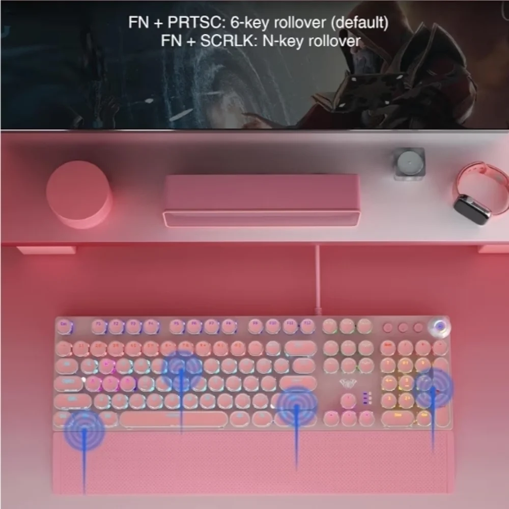 AULA F2088 Typewriter Style Mechanical Gaming Keyboard,Rainbow LED Backlit,Remov
